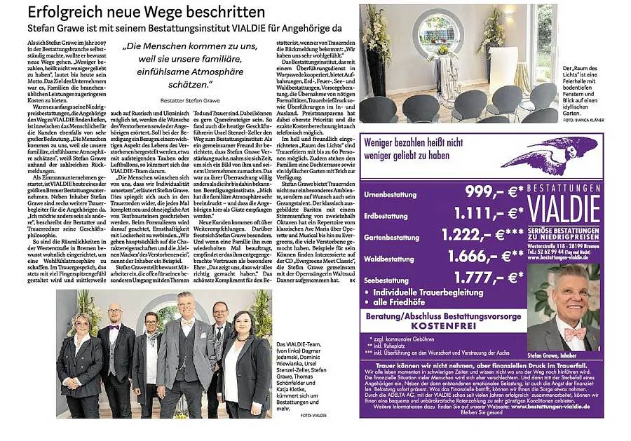 15 Jahre Bestattungen VIALDIE
